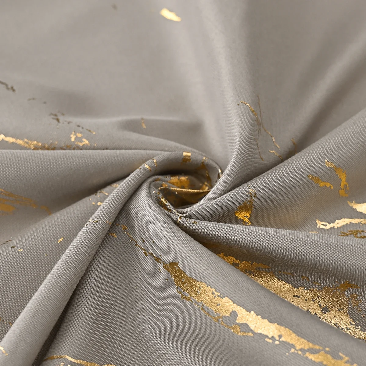 2pcs Luxury Marble Pattern Curtains with Gold Foil Precision, Rod Pocket Window