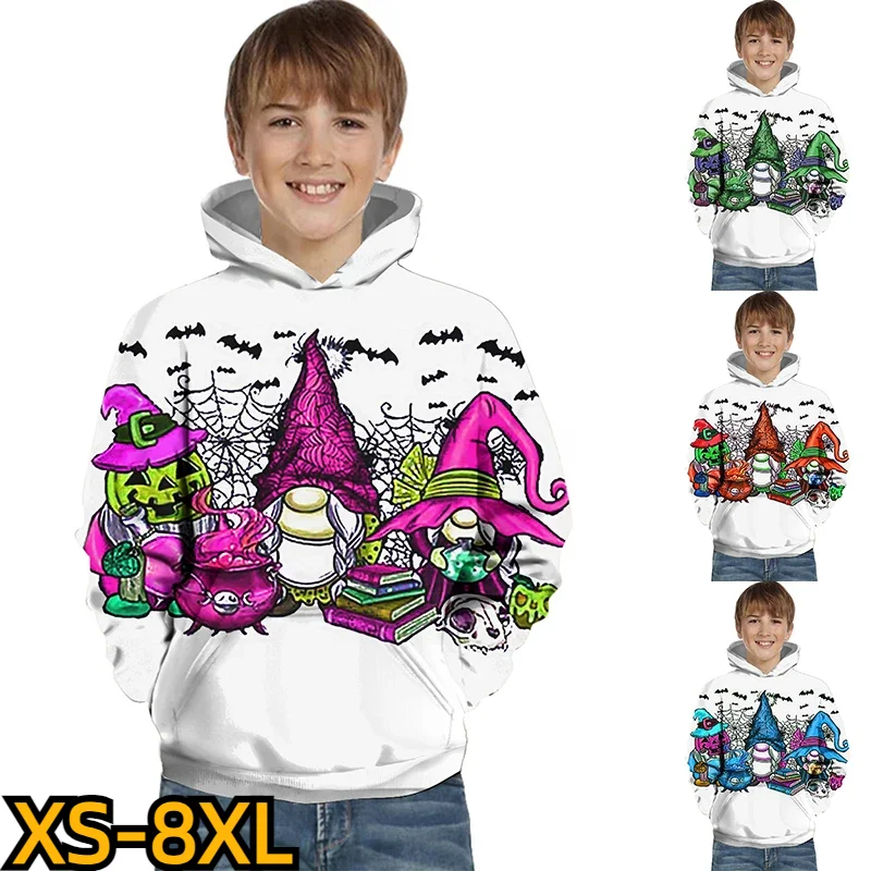

2023 Pocket Tops Boys Sweater Winter Children's Round Neck Hooded Pullover Autumn Hallowmas Long Sleeve New 3D Printing Printin
