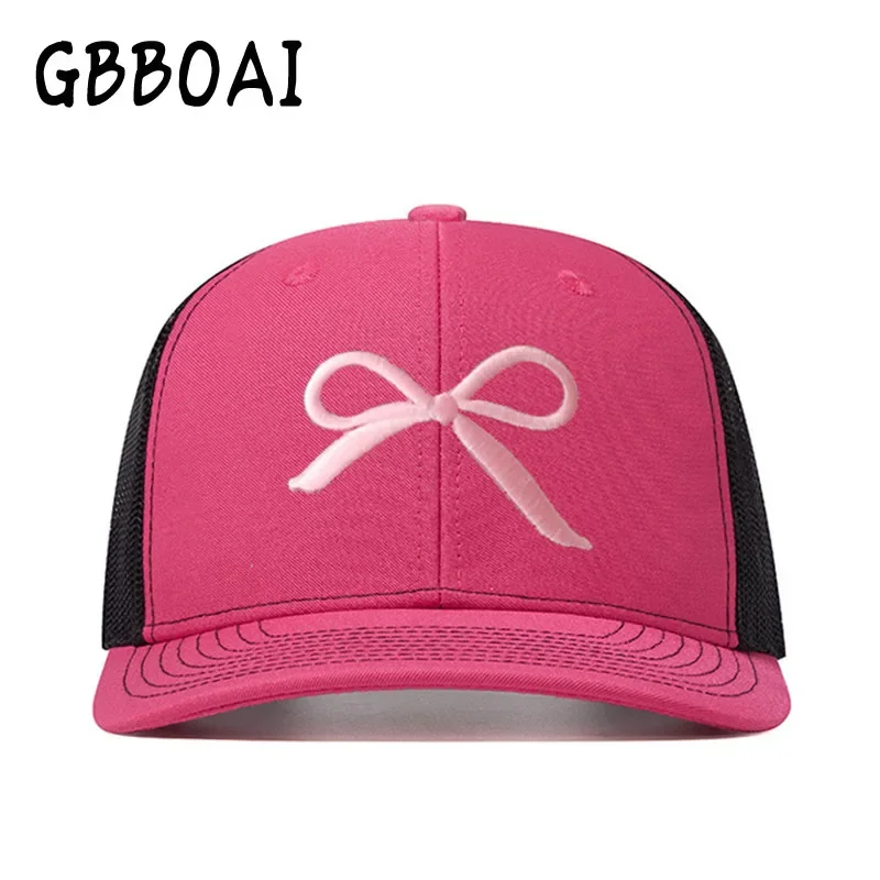 

Embroidery Bow Baseball Cap Adult Net Truck Caps Shallow Curved Eaves Hat Unisex Summer Shade Spring Autumn richardson hats