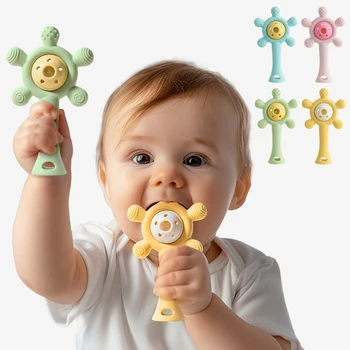 1Pc Candy Color Baby Silicone Teether Rattle 1