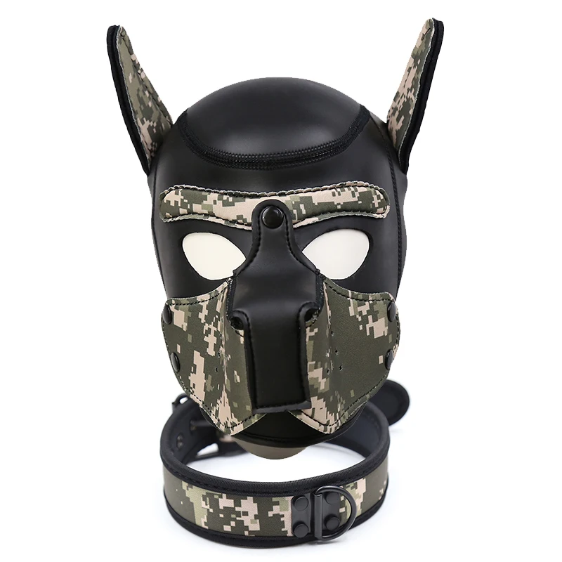 etish Latex-Gummi-Hundehauben mit Kragen-Halsgeschirr für die Rolle des Bdsm-Bondage-Meisters_voghion.com