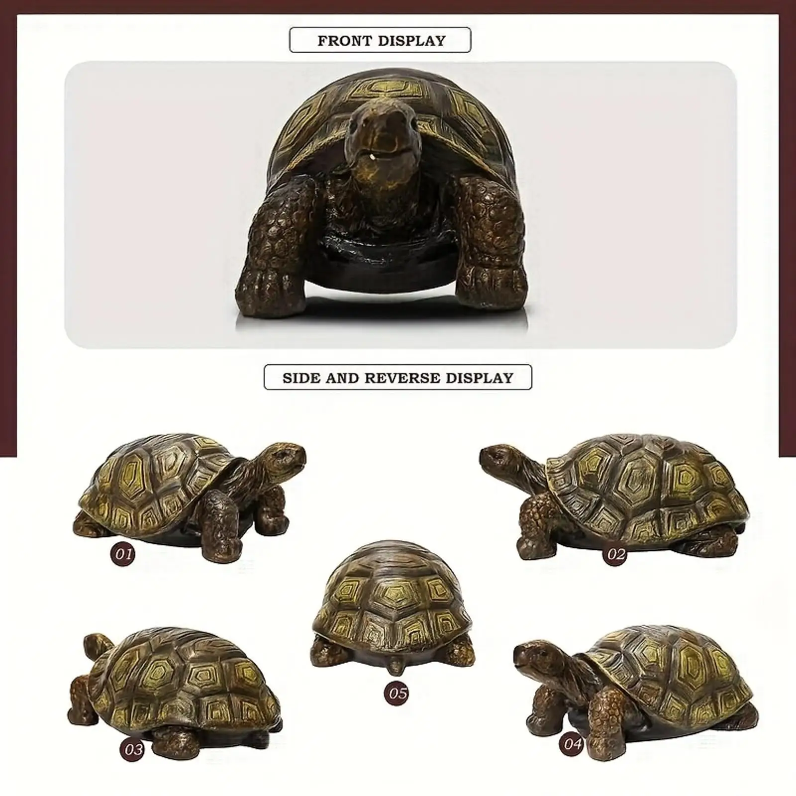 Resin Turtle Statue Large Outdoor Garden Sculpture Realistic Shell Ornament Decorative Figure for Garden Landscaping