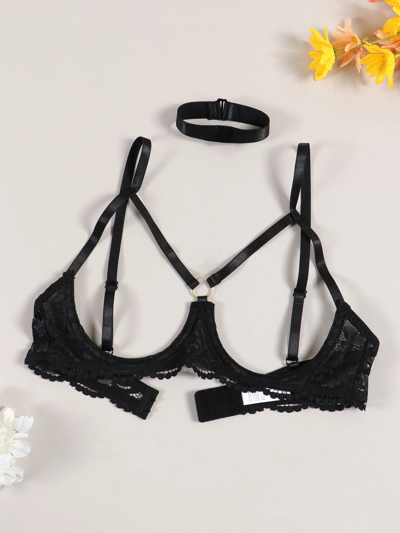 Varsbaby Women Sexy Cutout Bra Lace Erotic Hollow Out Bra Lady Open Cup Bra Adjustable Belts Underwear Top Lingerie