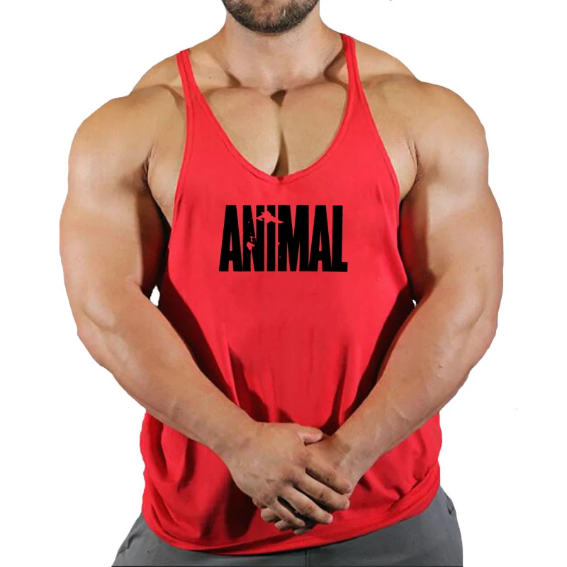 Summer Animal Gym Stringer Tank Top Men Cotton Clothing Bodybuilding Sleeveless Shirt Running Vest Muscle Singlets Workout Tank