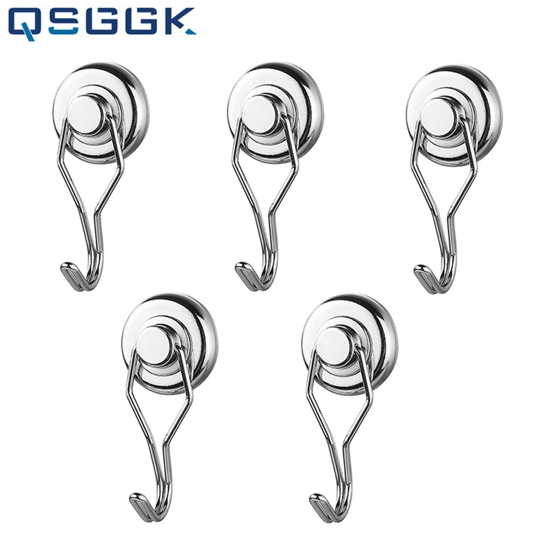 5PCS Rotatable Strong Hooks Electroplated Antirust Coating N35