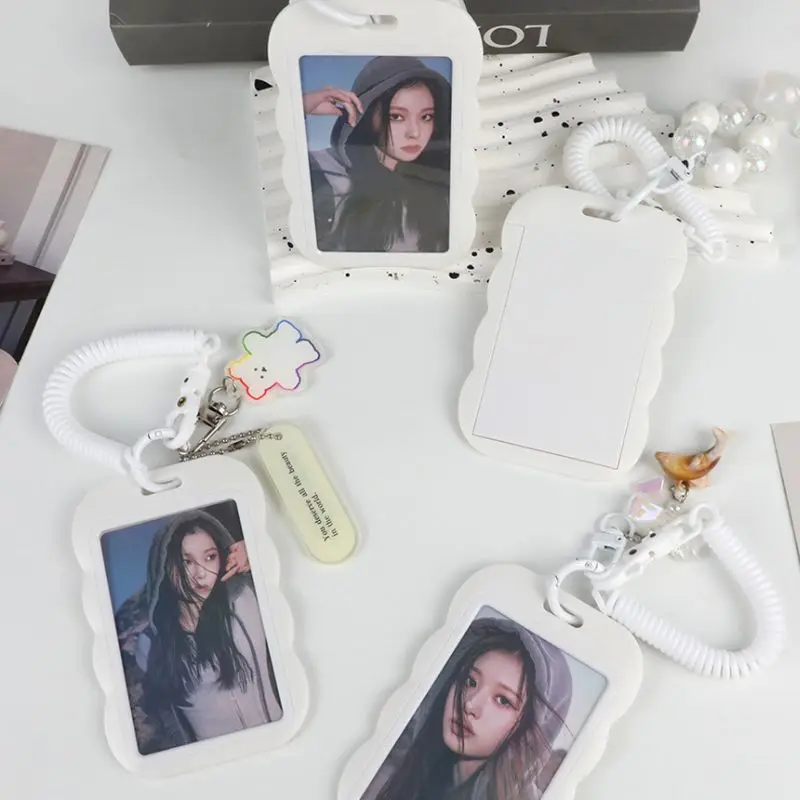 Creative Design Cloud Photocard Holder Transparent Card Holder Keychain Photo Sleeves Bus Card Student Case Photo Protector