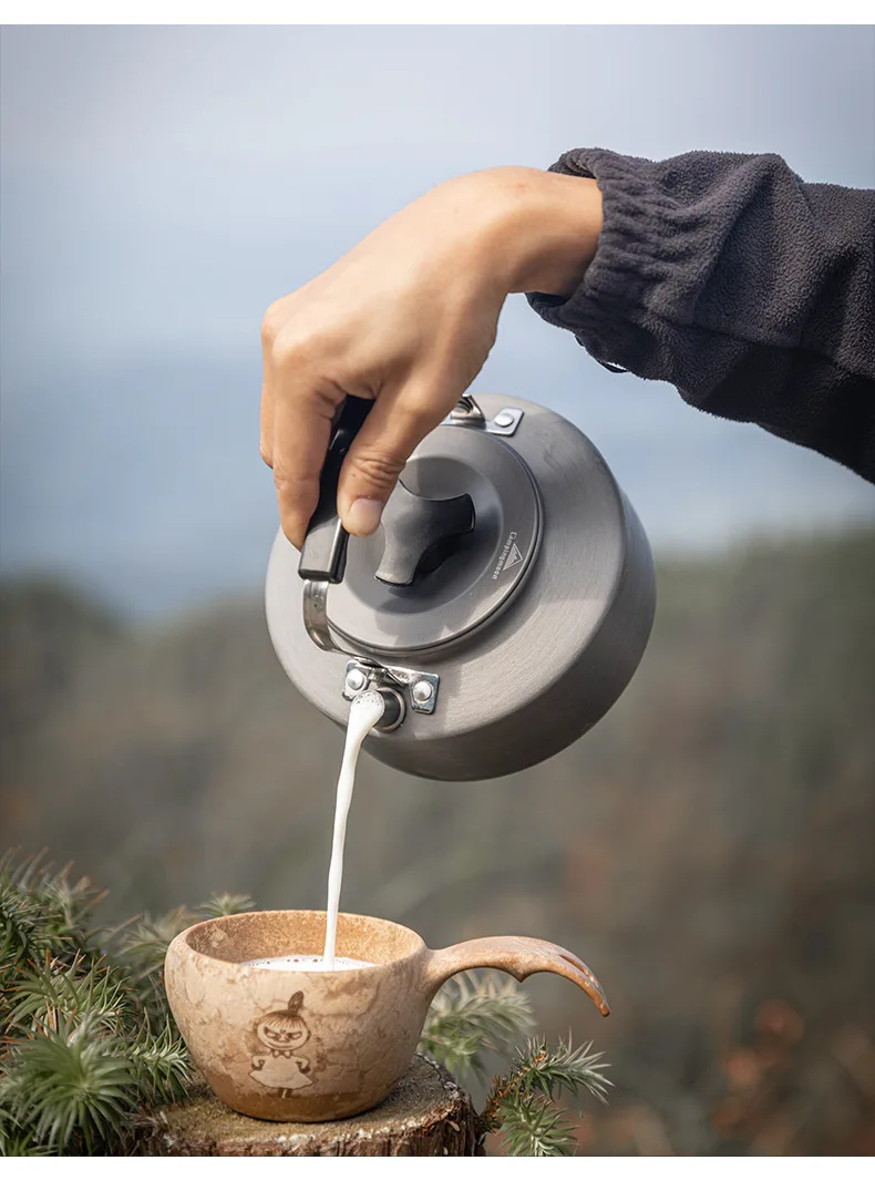 CAMPINGMOON Aluminum Alloy Coffee Pot 0.8L/1L/1.5L Large Capacity Outdoor Kettle Portable Camping Tea Pot Outdoor Water Kettle