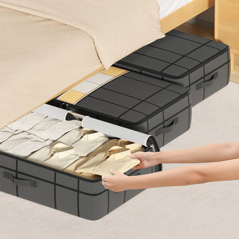 1Pc portable large capacity quilt storage bag Underbed storage bag Wardrobe clothes Organizer family mobile storage bag 2