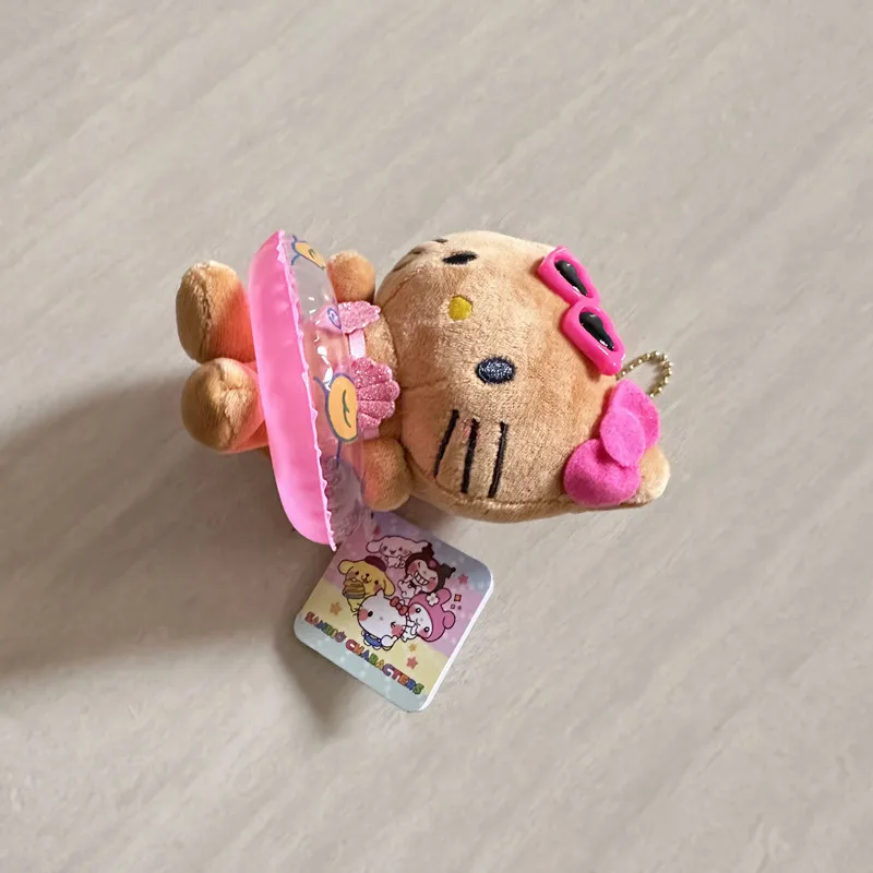Black Hawaiian Hello Kitty Swim Ring Keychain Plush Toys Kawaii Cartoon Backpack Small Pendant Doll Gifts Girls Kid Holiday Gift