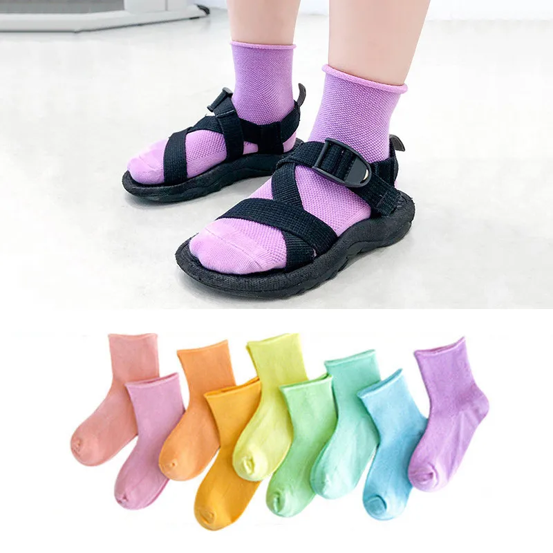 

Korean Children's Socks Boys Girls Rolled Candy Mesh Socks Cotton Breathable Soft Sock Japanese School Socks Baby Cheap Stuff