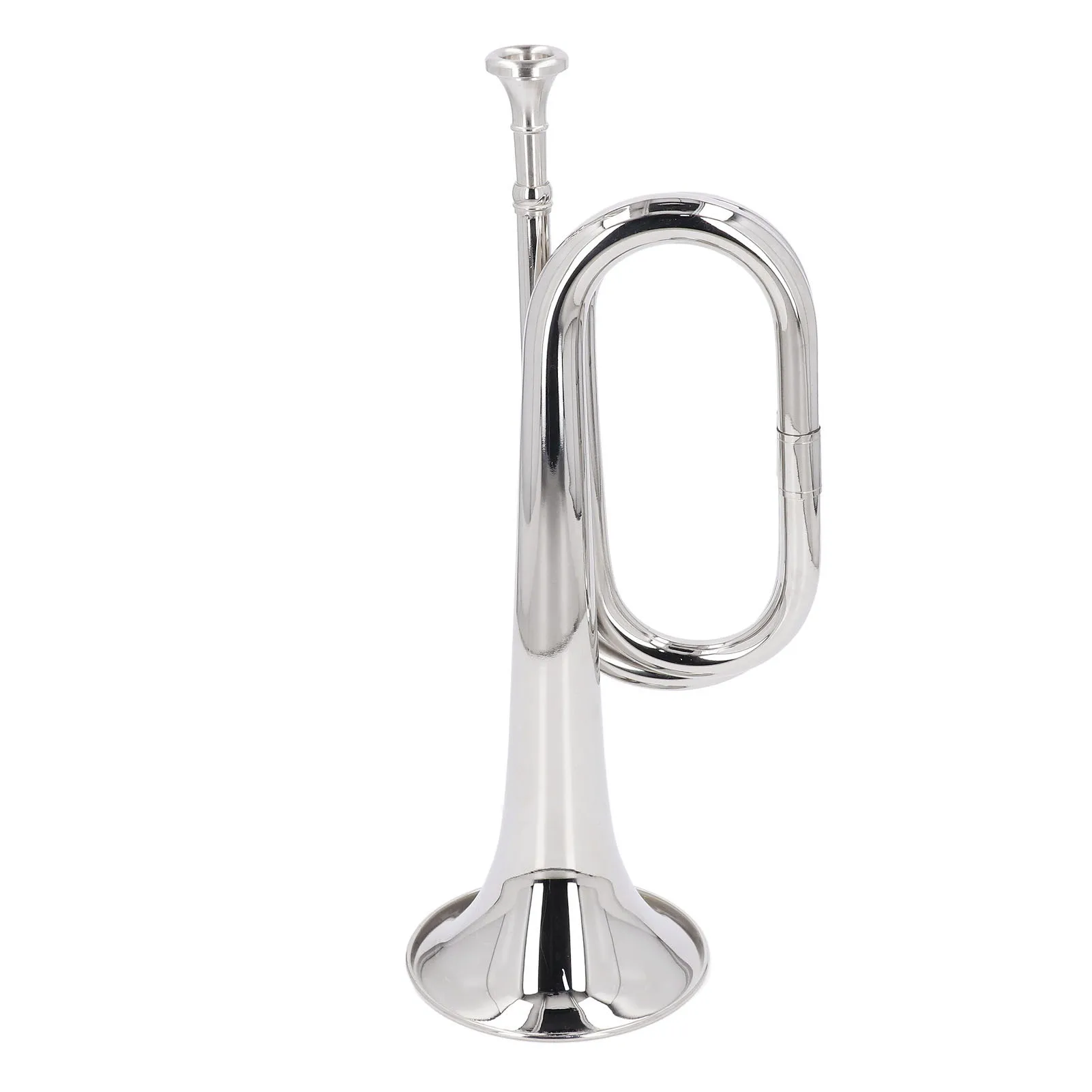 Bugle C Key 11cm Diameter Mouthpiece 34cm Height Silver Brass Military Trumpet Cavalry Trumpet for Orchestra Marching Band