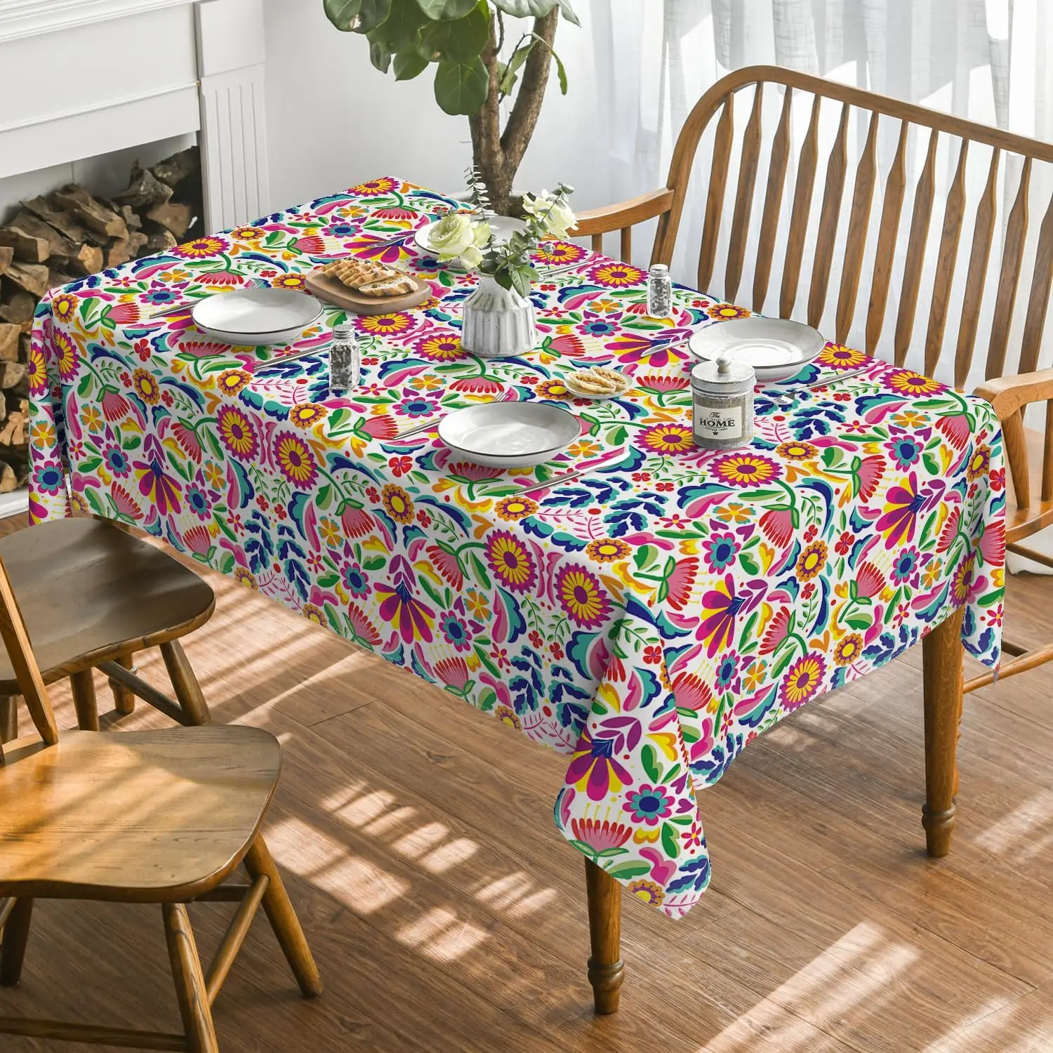 Mexico Day of The Dead Tablecloth Mexico Fiesta Party Decor Dia De Muertos Table Cloth Washable Table Decor Halloween Decoration 2