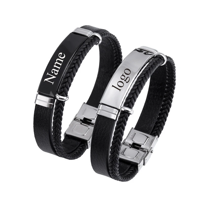 Bracelet En Cuir Synthétique Tressé - Ajustable Mousqueton - Marron - Neuf Avec étiquettes