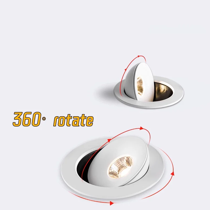 Recessed Anti-glare COB spotlights LED downlight 5W 12W 18W 24W 360&deg; rotation Dimmable Ceiling lamp AC85-265V Interior lighting led downlight recessed ceiling spotlight ceiling lamps