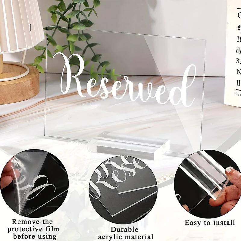 2 Sets Clear Acrylic Reserved Table Signs with Holder Perfect for Weddings Restaurants and Events Decor for Christmas and More