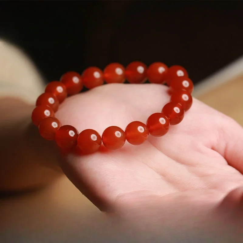 

Mencheese New Red Agate Bracelet Men's Hand Toy Niche Exquisite Pure Beaded Bracelet Single Circle Couple Lucky Bracelet