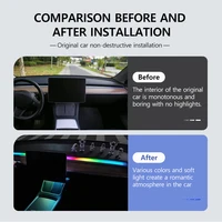 133CM Full Coverage LED Dashboard Ambient Light APP LED RGB Center Console Strips Neon Lighting for Tesla Model Y 3 2017-2024 - Image 5