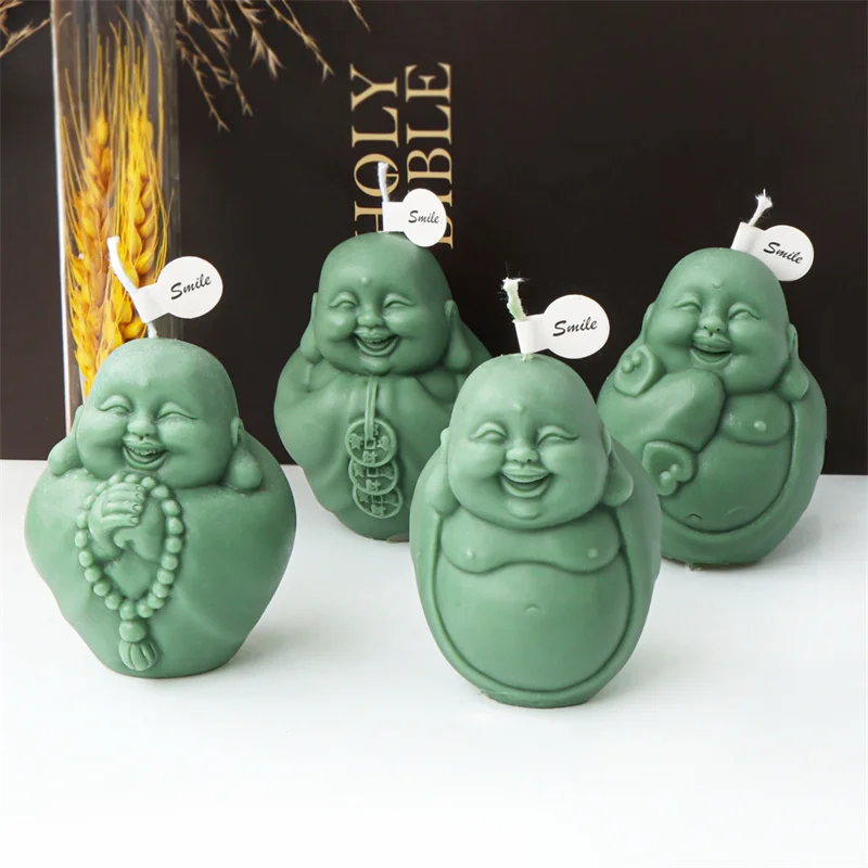 

Multiform Maitreya Buddha Candle Silicone Mold DIY 3D Fat Monk Gypsum Making Supplies Soap Epoxy Resin Moulds Home Decor Gifts