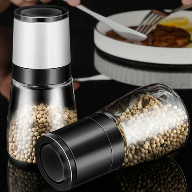 Manual Salt Pepper Grinder Transparent Glass Grinder Peppercorn Seasoning Bottle Kitchen Gadgets