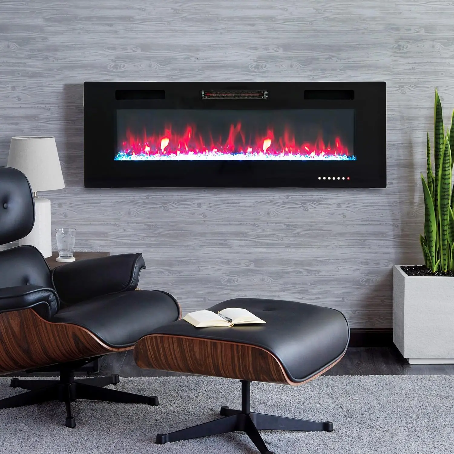 Modern 3-Sided Electric Fireplaces for & Hotels 40 50 60 72 80 90 100 Inch Furniture Wall Recessed