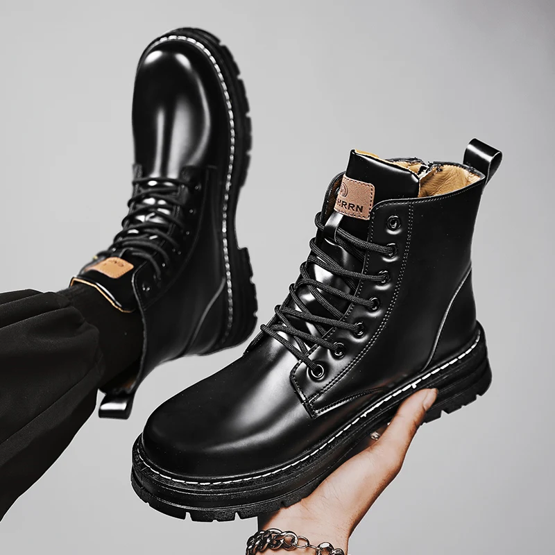 Men's Leather Chelsea Boots - Motorcycle & Dress Casual Cowboy Ankle Boots - View #7