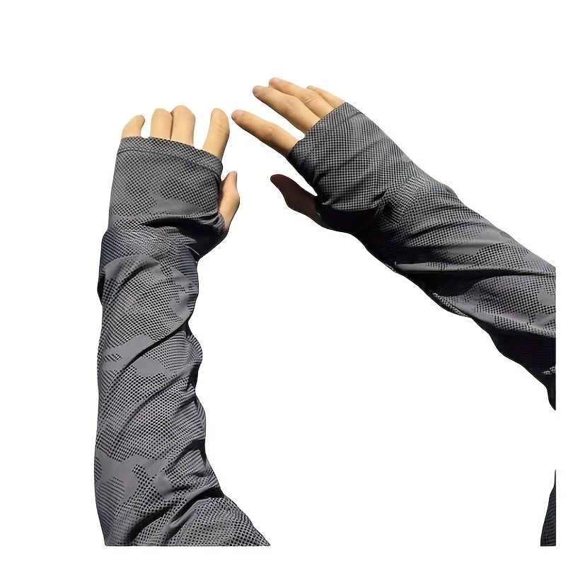 1 Set UV Protection Mask Ice Silk Arm Sleeve Breathable Men's Sports Arm Cover for Fishing Driving Cycling Sleeve and Mask