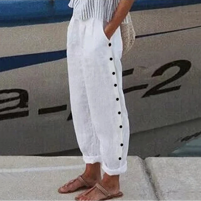 Summer Loose Cotton Linen Pants Women Casual Trousers