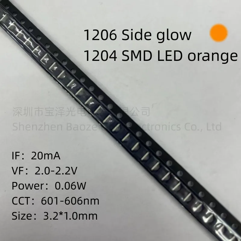 1204 Smd Led Arancione 3.2*1.0Mm Perline Per Lampade Di Alta Qualità Ad Alta Luminosità 1206 Luminescenza Laterale