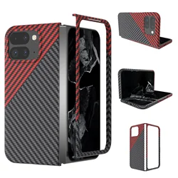 Ultra Thin Carbon Fiber Pattern Frosted Shockproof Folding Case for Pixel 9 Pro Fold (Black Red)
