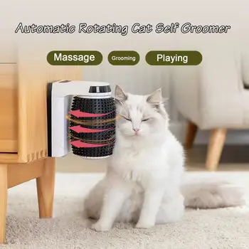 New Cat Self Groomer With Catnip Automatic Rotating Cat Massager Wall Corner Groomers Smart Self Cleaning Cat Brush 2