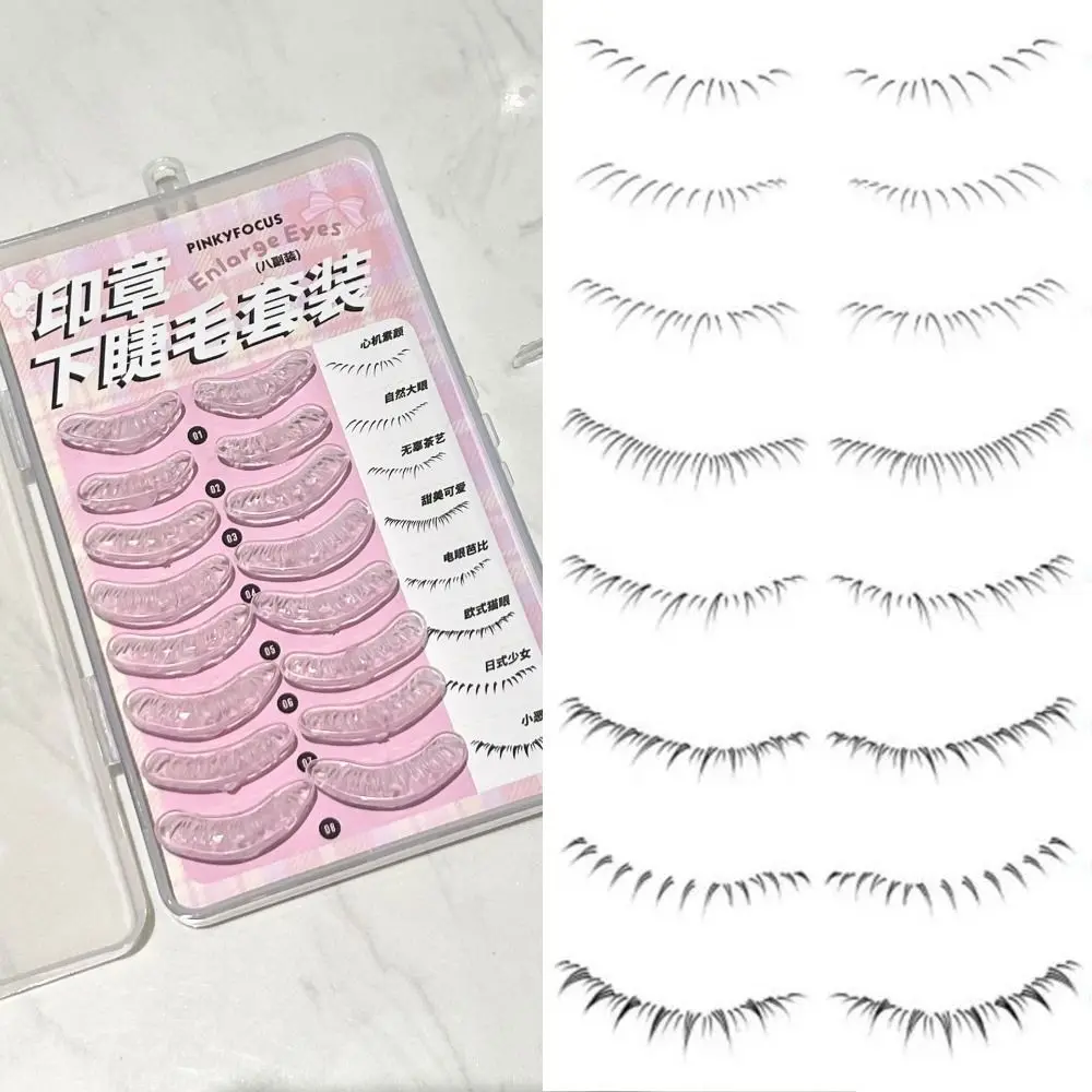 

False Eyelashes Transparent Stamp Lower Eyelashes Prints with Handle Reusable Natural Looking Bottom Lashes Natural Look Makeup