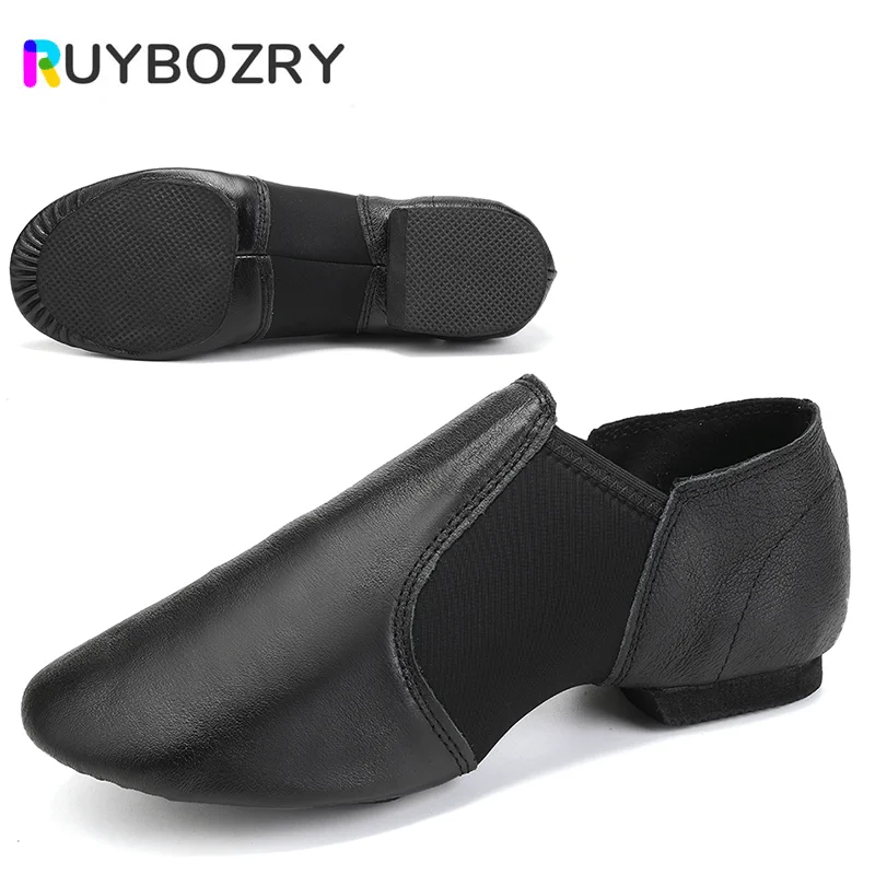 Black Jazz Shoes Slip Leather Jazz Dance Shoes Black Jazz Shoes