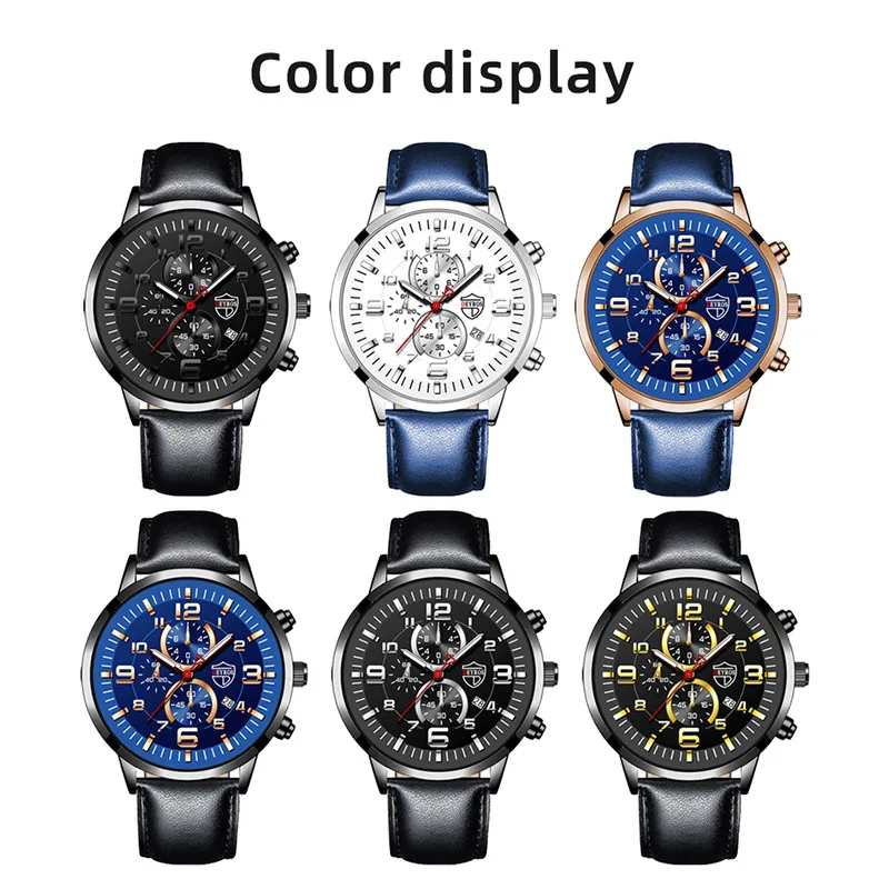 

Calendar Watch Large Dial Men's Watch Middle East Explosive Luminous Men's Watch Men's Leather Quartz Watch Reloj Lujo Hombre