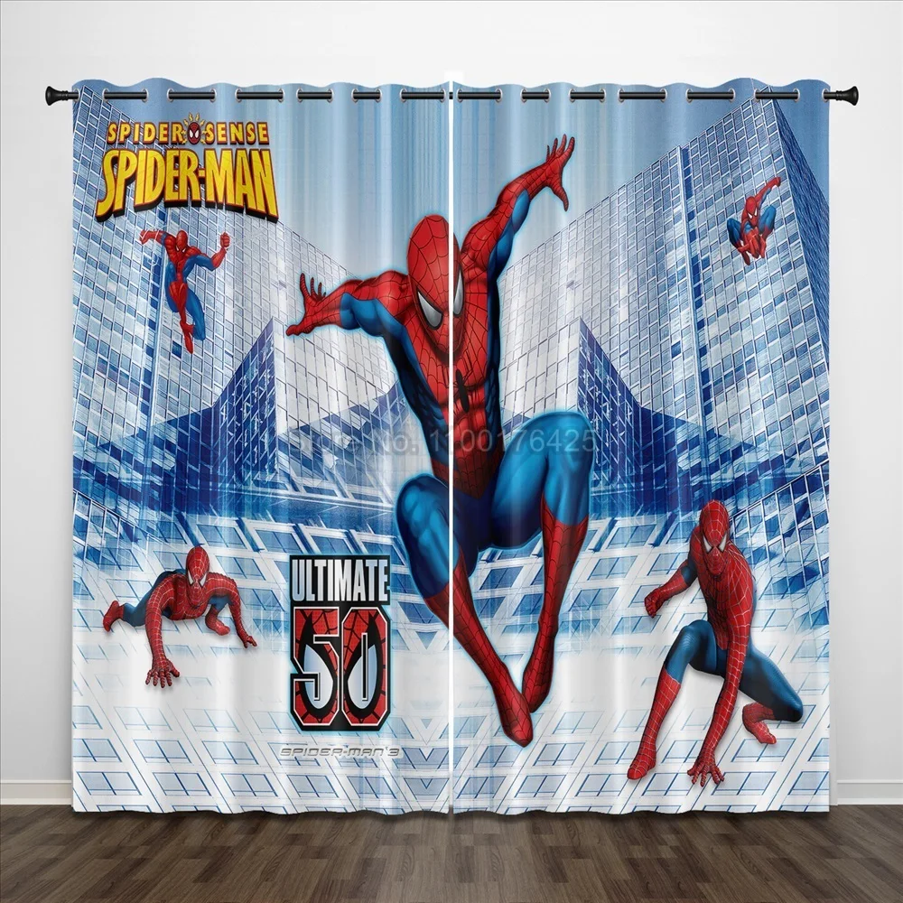 

3D Digital Printing Disney Spiderman Curtain Animated Cartoon Window Drapes Decoration Home Blackout Children's Room Girls Boys