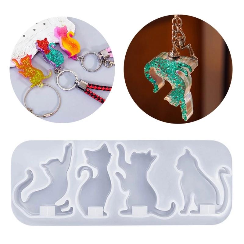 

Reusable Silicone Earring Pendant Mold Epoxy Resin Moulds Cat Multi Functional Jewelry Mold for DIY Jewelry Making