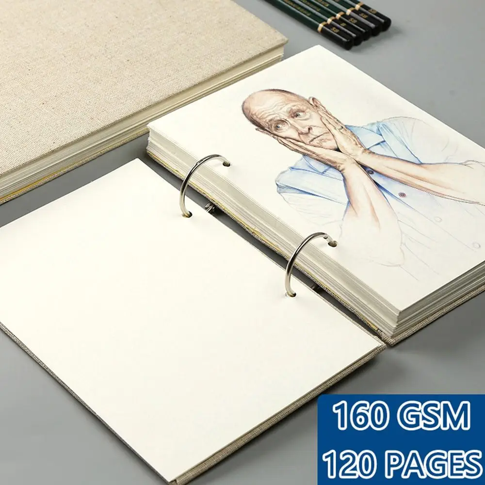 

Stationery 160 GSM for Art Drwaing Linen Hardcover Refillable Notebook Spiral Sketchbook 120 Pages