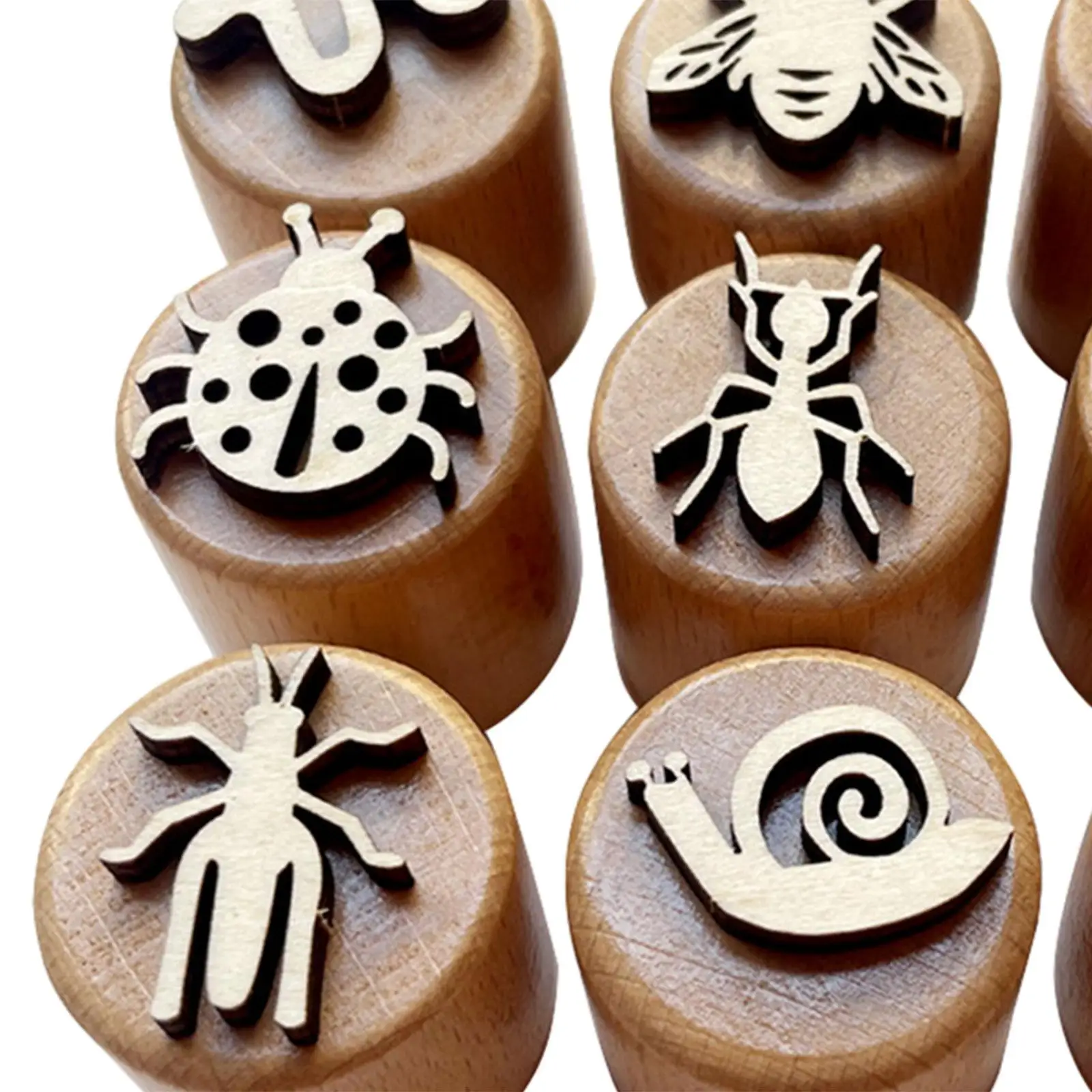 9 Pieces Wooden Stamps for Kids Stamps DIY Craft Decorative Children Clay Pottery for Art Project Gift Wrapping