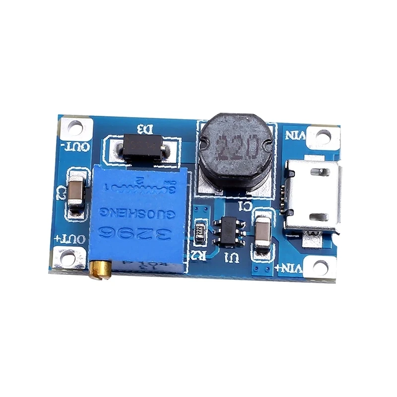 

2a boost board DC-DC boost module wide voltage input 2/24V to 5/9/12/28V adjustable MT3608