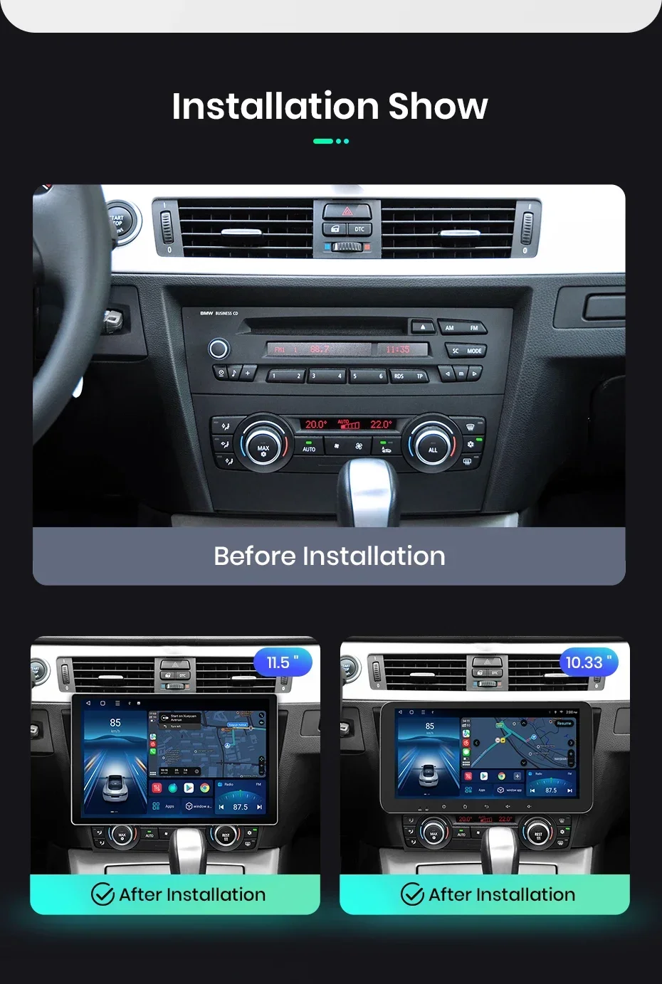 2K QLED Bildschirm Auto Radio Für BMW 3-Serie E90 E91 E92 E93 Drahtlose CarPlay Android Auto multimedia autoradio – Detail 4