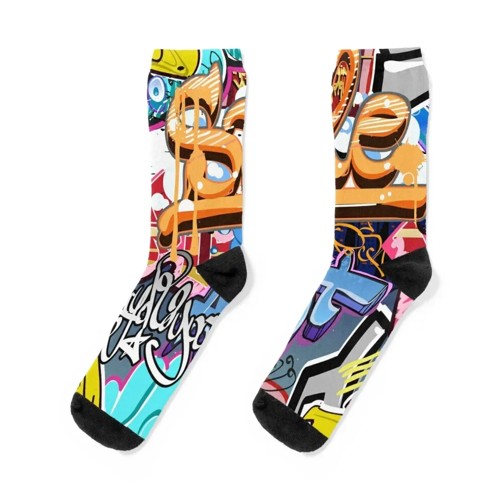 

Graffiti Socks man christmass gift cartoon soccer anti-slip Women Socks Men's