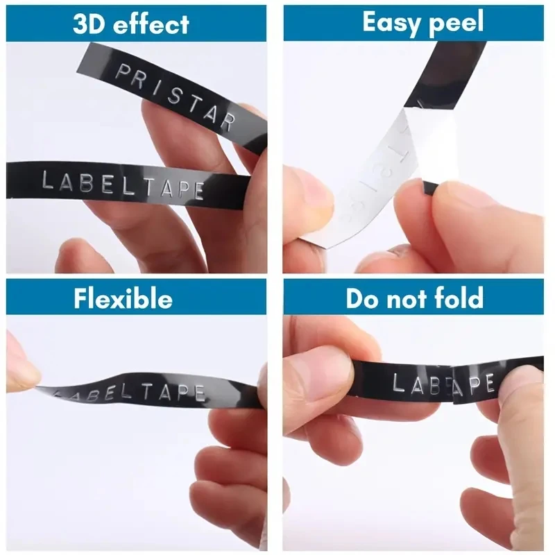 6/9/12mm Multicolor 3D Embossing Label Tape Embossing Label Maker PVC LABEL DYMO 12965 Motex E101 E-303 3D Tape