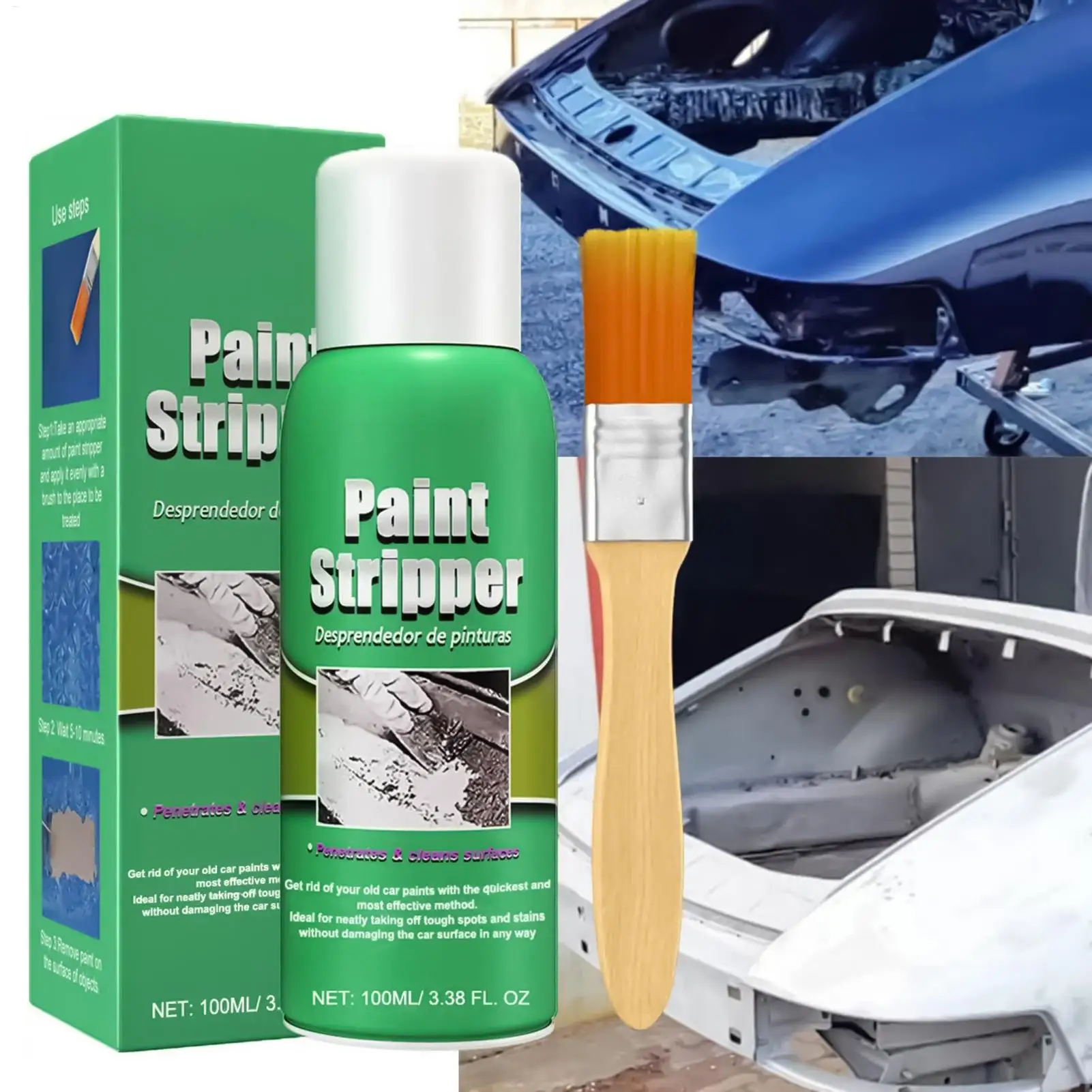 Car Paint Remover Metal Surface Paint Stripper High Efficiency For Auto Wall Marine Paint Graffiti Correction With Brush 100ml
