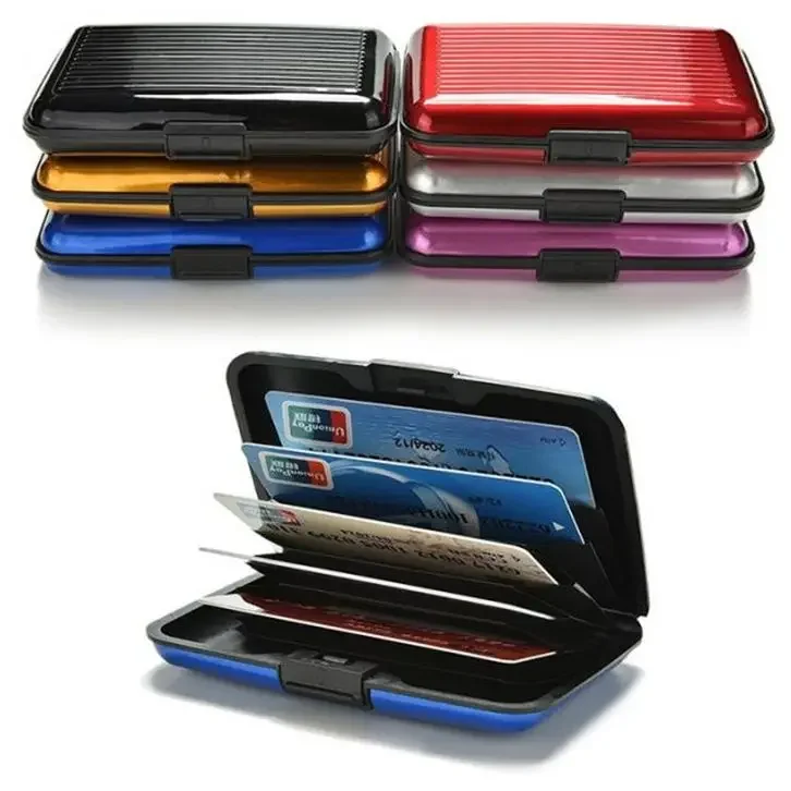 

1 Pc Men Aluminum Bank Card Holder Blocking Hard Case Wallet Solid Credit Card Anti-RFID Scanning Protect Card Holder