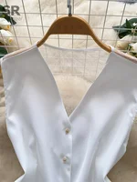 SINGREINY Backless Sexy Tank Vest Sleeveless Single Breasted V Neck Spliced Lace Skinny Sheer Irregular Summer Women Design Tops - Image 6