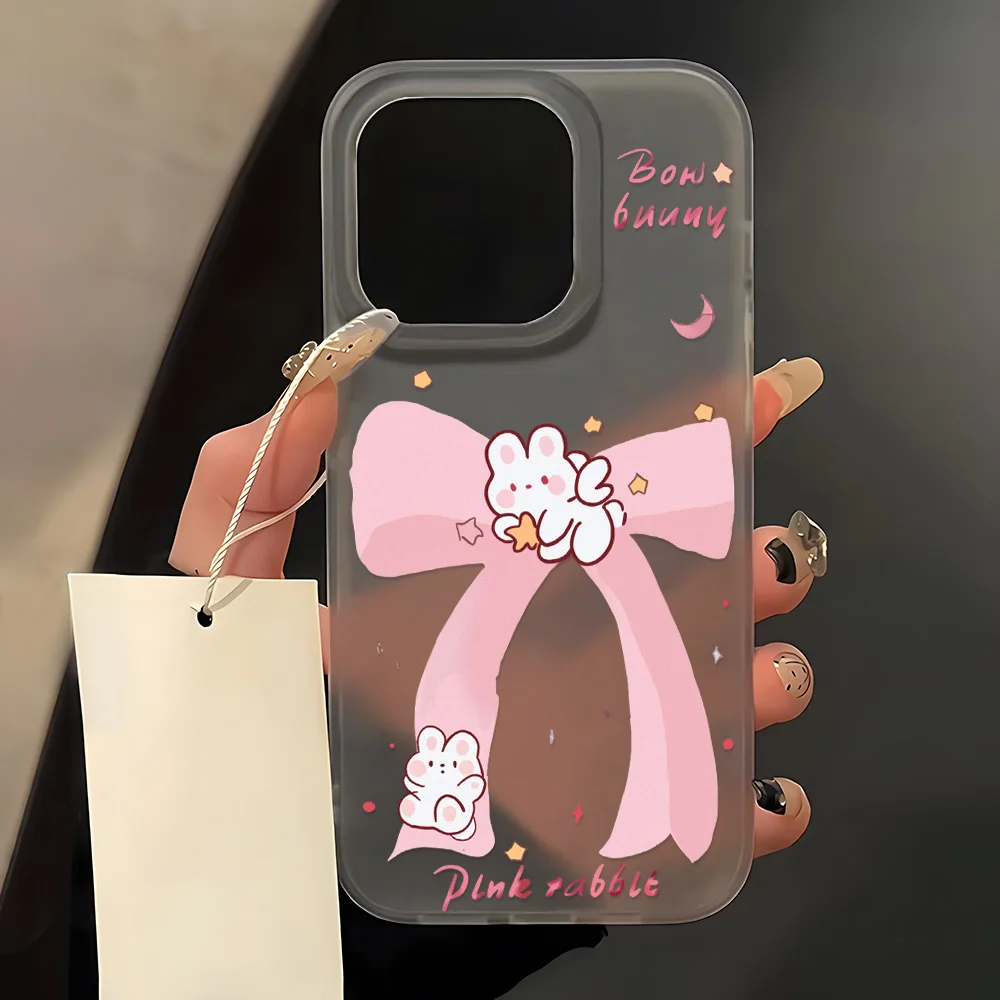 Pink Bow Shockproof Silicone Phone Case - Soft Matte Cover