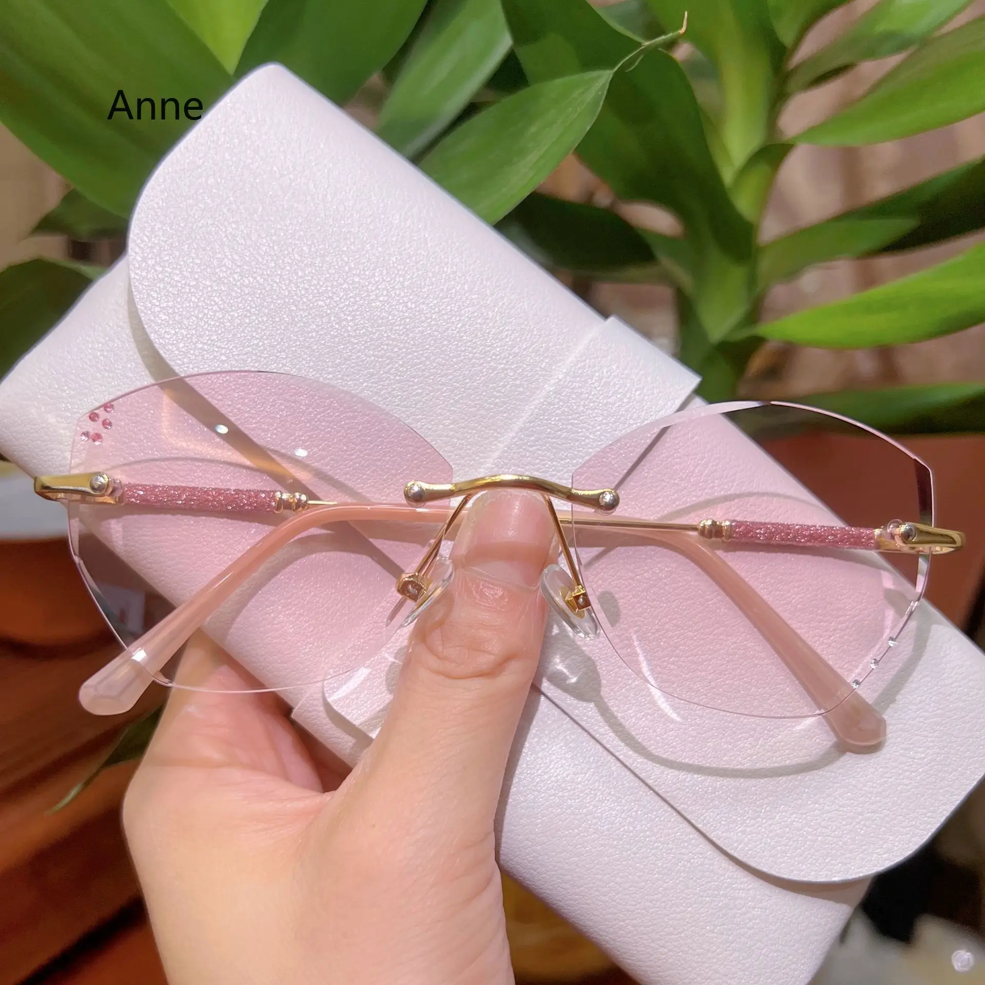 Ultralight diamond-studded Reading Glasses Frameless Cut Edge Anti-blue Light Presbyopia Eyeglasses Diopter +1.0 1.5 2.0 To +4.0 5