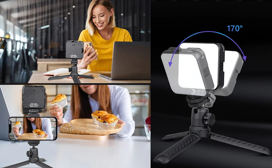 T64 LED Video Light 2500-6500K Camera Video with 2000 mAh rechargeable battery a