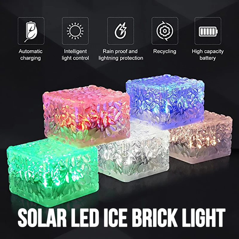 Solar Led Ice Cube Brick Lights Outdoor Waterproof RGB Remote Stair Step Paver Lamp For Yard Patio Tree Lawn Garden Decoration 10pcs cube stand wedding table name number holder party decoration card holders picture memo note photo clip holder