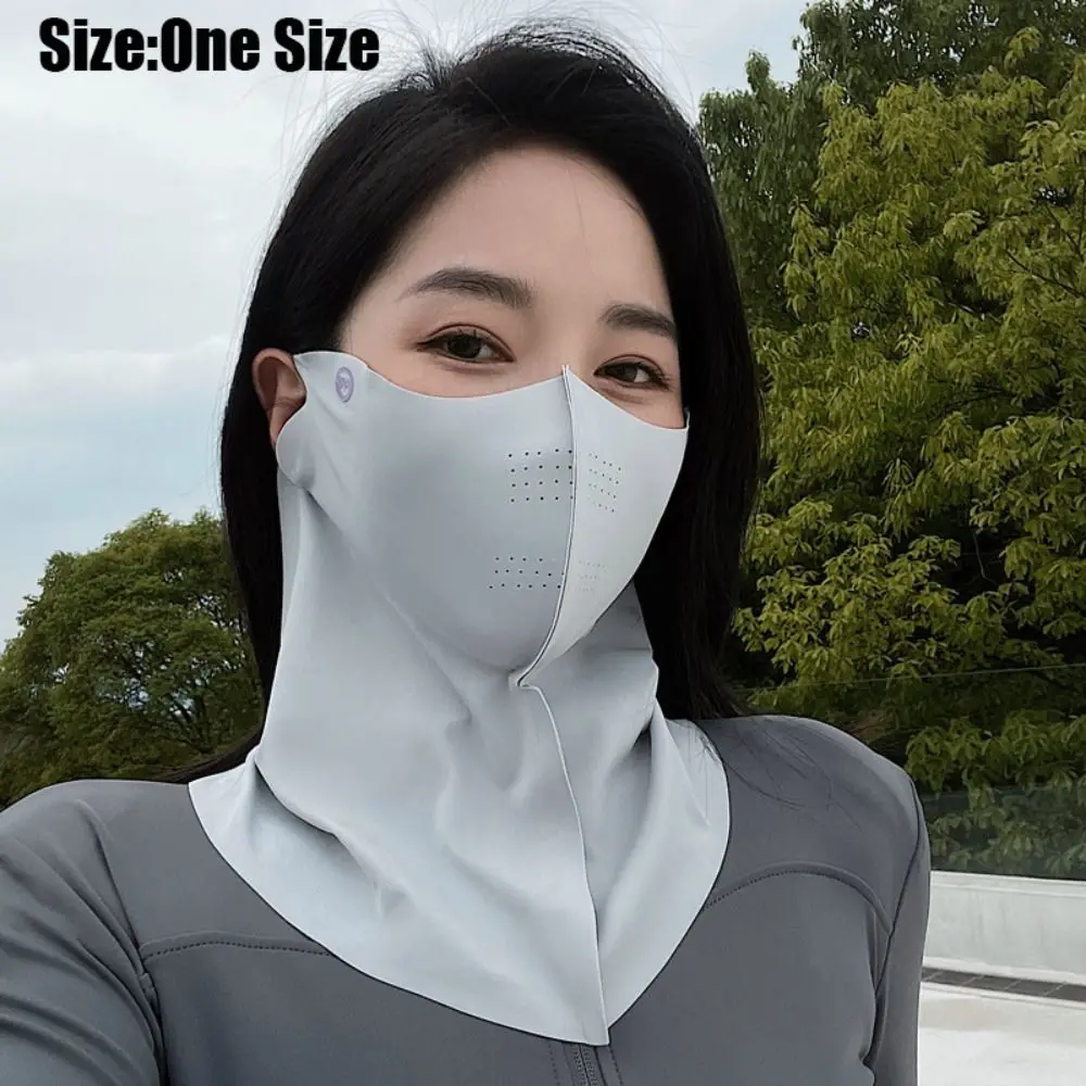 Women's outdoor sport sunscreen ice silk face mask traceless anti-UV breathable thin for summer cycling