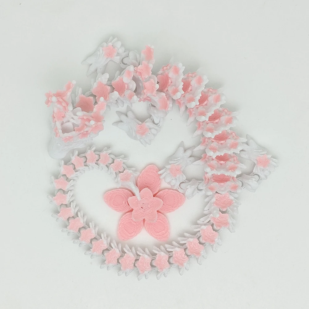3D Printed Crystal Dragon Flexible Joints Dragon Figurine Cherry Blossom Dragon Home Office Decor Birthday Gift for Boys